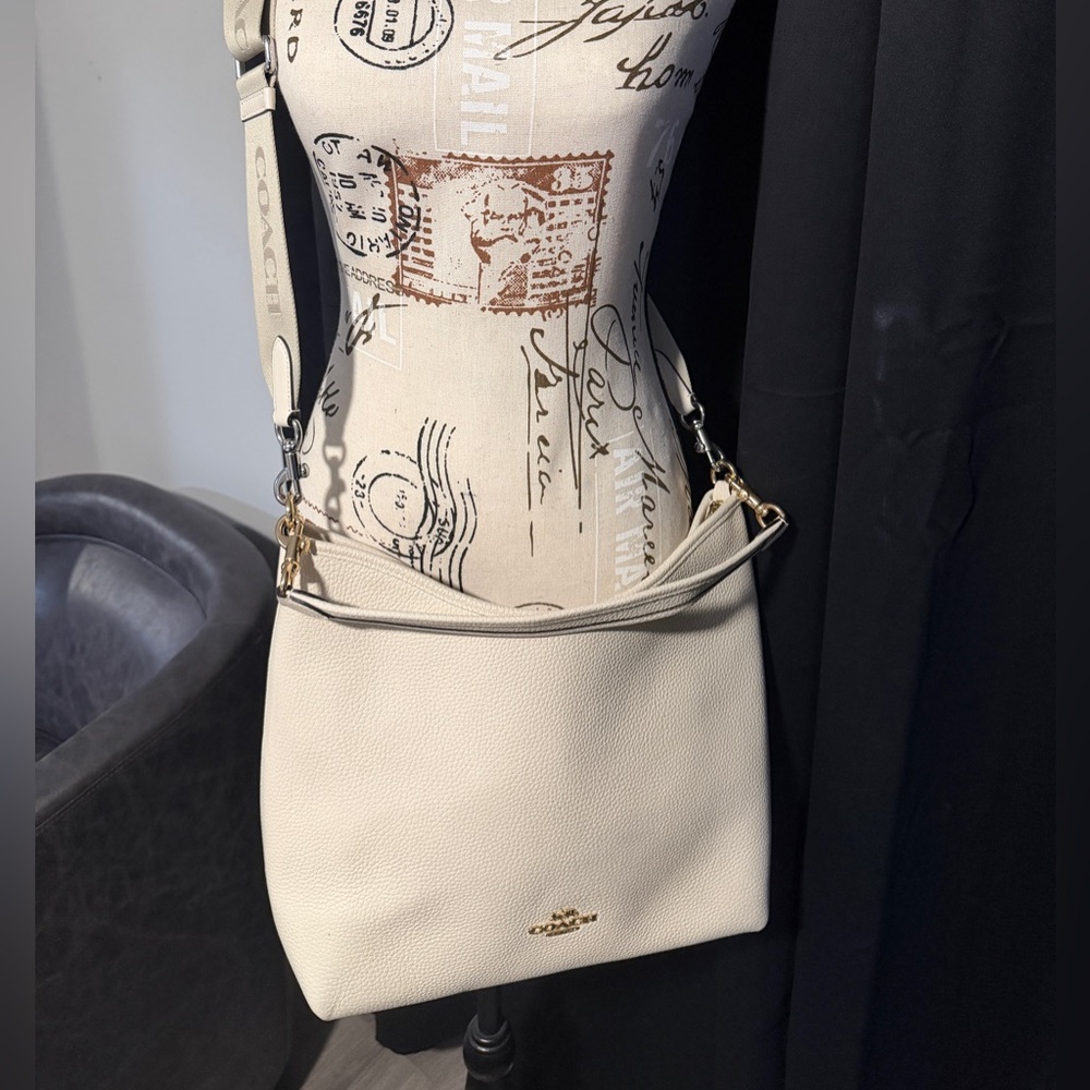 Coach Off-White Shoulder Bag with Gold Accents